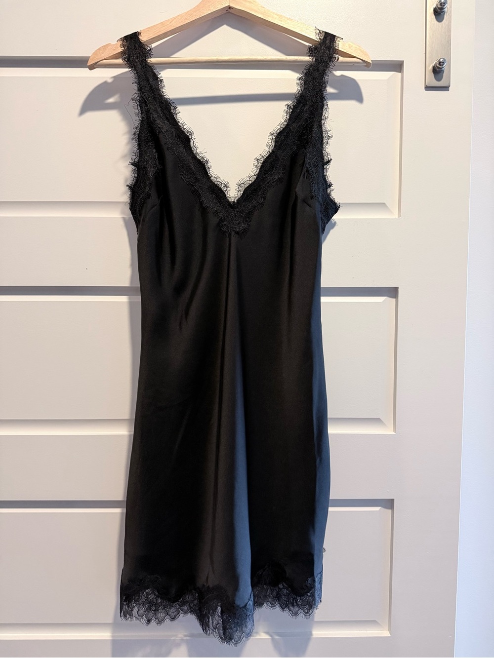 Aritzia Suite Dress - Black Lace-Trim Slip Mini Dress - Picture 4 of 4